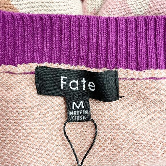 NWT FATE The Label Remi Abstract Floral Sweater Blush Tan Purple Size Medium NEW - Picture 9 of 13